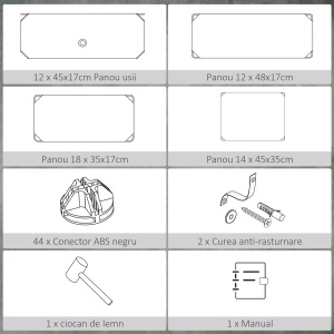 Mobilier pentru incaltaminte modular, 12 cuburi 45x35x16cm din plastic PP si otel, negru si alb - Img 6