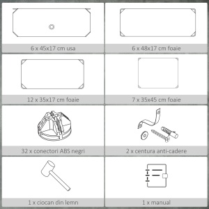 Mobilier pentru incaltaminte modular, 6 cuburi 45x35x17cm din plastic PP si otel, alb - Img 8