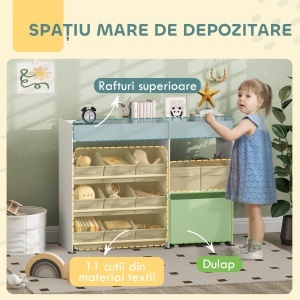 Mobilier pentru Jucării pentru Copii cu 11 Coșuri din Țesătură, Dulap și Rafturi, 105x30x80 cm, Alb - Img 4