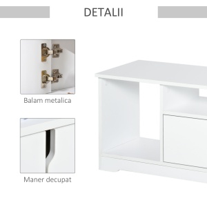 Mobilier Suport TV Pana la 42 inchi cu Dulapior si Etajere Deschise, din Lemn, 120x30x41cm - Img 4