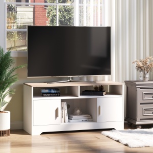 Mobilier TV 42” – Alb & Lemn Natural, Design Compact 105×52 cm - Img 2