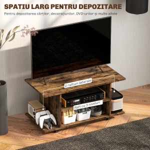Modern TV Cabinet Stand Storage Shelves Table Mobile Bedroom Furniture Bookshelf Bookcase Rustic Brown - Img 4