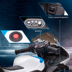 Motocicleta BMW HP4 pentru copii 18-60 luni ,cu 3 Roti, muzica, Licenta,6V,Albastru - Img 6
