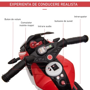 Motocicleta Electrica Copii 6V – Rosu/Negru cu Lumini & Sunete - Img 4