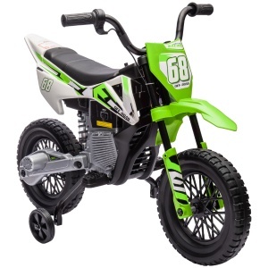 Motocicleta Electrică Copii cu 2 Motoare, Accelerație Manuală, Copii 3-6 Ani Verde - Img 1