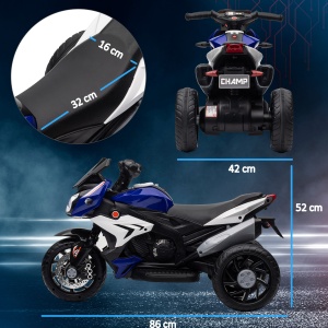 Motocicletă Electrică pentru Copii 3-5 Ani, Max. 25kg, cu Baterie 6V, Albastru - Img 3
