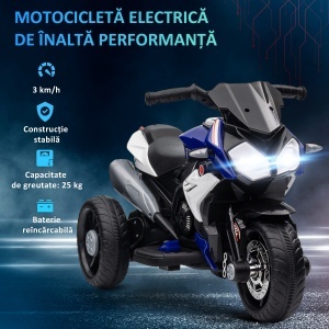 Motocicletă Electrică pentru Copii 3-5 Ani, Max. 25kg, cu Baterie 6V, Albastru - Img 5
