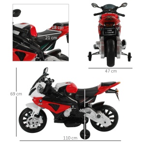 Motoreta Electrica pentru Copii BMW RR 12V, Negru si Rosu - Img 3