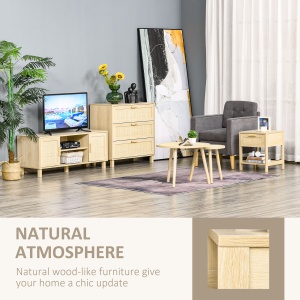 Noptiera Moderna din MDF, Noptiera cu Sertar si Raft Inferior pentru Depozitare, 40x40x48 cm, culoare Lemn Natur - Img 6