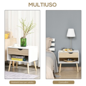 Noptiere Moderne cu Sertar și Raft, Design Modern și Funcțional, Ideal pentru Cameră de Dormit, Albastru - Img 4