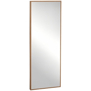 Oglinda cu design lung din lemn moderna, Oglinda decorativa de perete rustica, Oglinda de podea suspendata sau sprijinita, vertical sau orizontal, pentru sufragerie, dormitor, maro natural