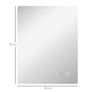 Oglindă de Baie cu Lumini LED Reglabile, Comutatoare Touch și Funcție Antiaburire, 70x50 cm - Img 3
