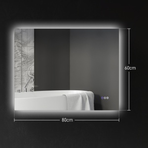 Oglindă de Baie LED cu Ramă, Anti-Abur, 3 Temperaturi de Culoare și Memorie, 80x60x4 cm, Transparent - Img 3