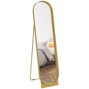 Oglindă de Podea Autoportantă din Metal 40x150 cm Auriu