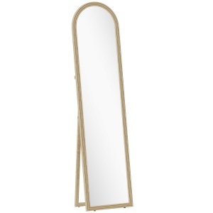Oglindă de Podea și de Perete cu Suport, efect de Piatră, 40x160cm, Bej.