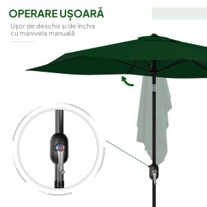 Ombrellone da Giardino 2x3m Inclinabile e Apertura a Manovella Grigio - Img 5