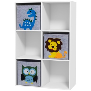 Organizator pentru Jucarii, Dulap de Depozitare cu Trei Sertare din Material, Raft Organizator, 61,8x29,9x91,5 cm, Alb - Img 1