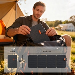 Panou Solar Pliabil 36W, Încărcător Solar Portabil cu Conector Type-C la USB-A, Alimentare pentru Exterior - Img 3