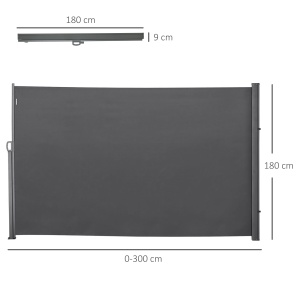 Paravan Lateral Retractabil cu Mâner și Anti UV, 300x180 cm, Gri - Img 3