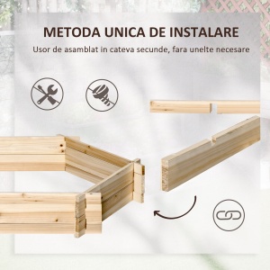 Pat de Gradina fara Baza si cu Structura de blocare, din Lemn, 100x92x16cm - Img 5