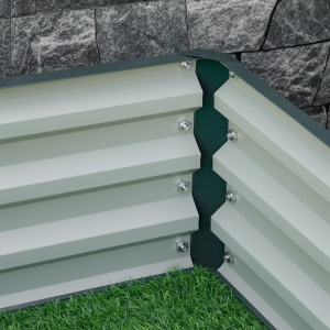 Pat de Gradina Suprainaltat 120x120x30cm Galvanizat, Pat Suprainaltat pentru Plante cu Cadru din Otel pentru Legume, Flori, Plante si Ierburi, Verde - Img 8