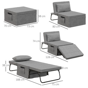 Pat Pliabil 4‑in‑1 – Spatar Reglabil 5 Nivele, 188×75×38 cm - Img 3