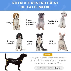 Pat Ridicat pentru Câini și Pisici cu Cadru Metalic, 76x61x18 cm, Albastru - Img 4