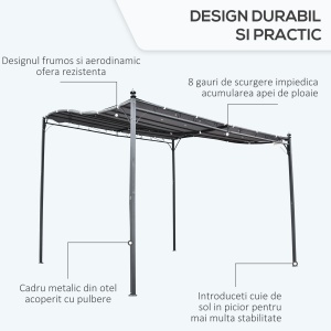 Pavilion Cort Foisor 3x3m pentru Gradina sau Terasa cu perdea Gri - Img 5