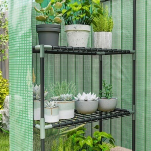 PE impermeabil și rezistent la UV Grădină seră pentru plante cu rafturi și accesorii de montare, 142x73x195cm, verde - Img 9
