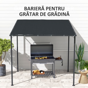 Pergolă de Grădină din Metal și Poliester, 238x238x235/194 cm, Gri Închis - Img 7