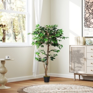 Plantă Artificială Copac de Ceai cu 546 de Frunze Realistice și Ghiveci de Ciment 120 cm Verde - Img 9