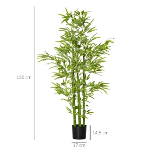 Planta Artificiala de Bambus 150 cm Inaltime cu Ghiveci Inclus pentru Interior si Exterior - Verde - Img 3