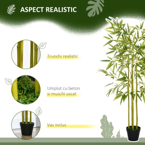 Planta Artificiala de Bambus cu Ghiveci Inclus pentru Interior si Exterior 120cm - Img 6