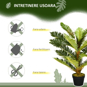 Plantă Artificială de Palmă cu 18 Frunze și Vas Inclus pentru Interior, Înălțime 85 cm, Verde - Img 6