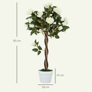 Plantă Artificială de Trandafir cu 21 de Flori Ø18x90 cm Portocaliu cu Vas - Img 3
