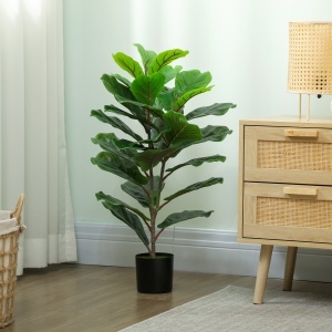 Plantă Artificială Ficus Lyrata Înaltă de 80 cm, Decorativă pentru Interior cu Ghiveci, Verde - Img 9