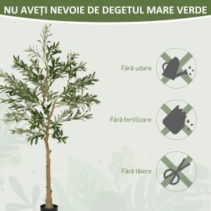 Plantă Artificială Măslin 150 cm cu 720 Frunze, 32 Măsline și Ghiveci - Img 7