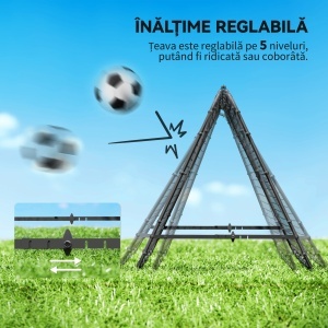 Plasa de fotbal pliabila din PE si oțel, cu unghi reglabil si cuie, 100x95x90 cm, albastru - Img 4