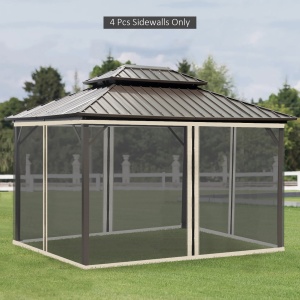 Plasa de Tantari pentru Corturi cu Perdele de Rezerva Universale cu Balamale, 335x207cm - Negru / Bej - Img 2