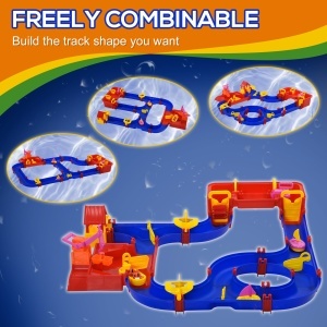 Playset pentru apa 78 Piese pentru Copii 3-6 Ani, 123x90x7cm, Albastru si Rosu - Img 4