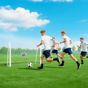 Poartă de Fotbal pentru Adulți și Copii de Grădină cu Țintă Centrală și Stâlpi, 186x62x123 cm, Alb - Img 9