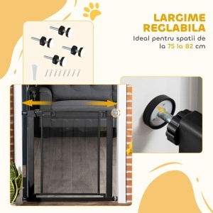 Poarta de Siguranta Reglabila 76–103 cm pentru Usi/Scari – Negru - Img 6