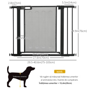 Poarta de Siguranta Reglabila 76–103 cm pentru Usi/Scari – Negru - Img 3