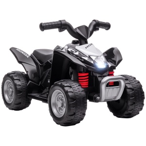 Quad Electric pentru Copii 18-36 Luni din PP si Metal cu Lumini LED, Claxon si Pedale, Viteza maxima max 2.8km/h, 65.5x38.5x43.5 cm, Negru