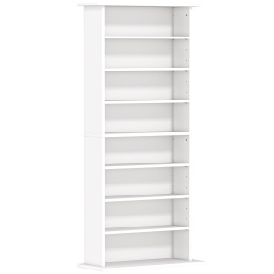 Raft pentru CD-uri cu 6 rafturi reglabile, capacitate de 360 CD-uri/185 DVD-uri, 58x24x124.5 cm, alb - Img 1