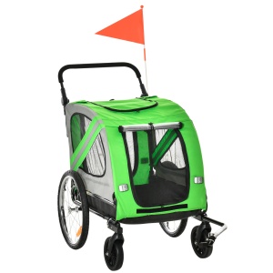 Remorca pentru bicicleta si carucior pentru caini, verde - Img 1