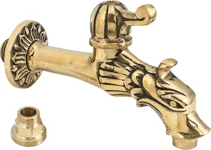 Robinet decorativ dublu serviciu din alama cu maneta si motiv Dragon, 1/2"