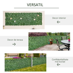 Rulou Artificial de Gard Viu din PE, Anti-UV, 300x100 cm, Frunze Verde inchis - Img 5
