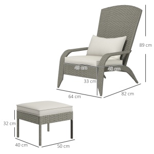Scaun Adirondack cu taburet din rachita pentru terasa, S - Img 3