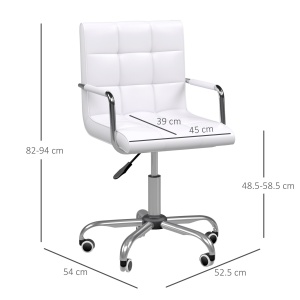 Scaun Birou Alb – Captusit, Reglabil & Mobil pe Roti - Img 3